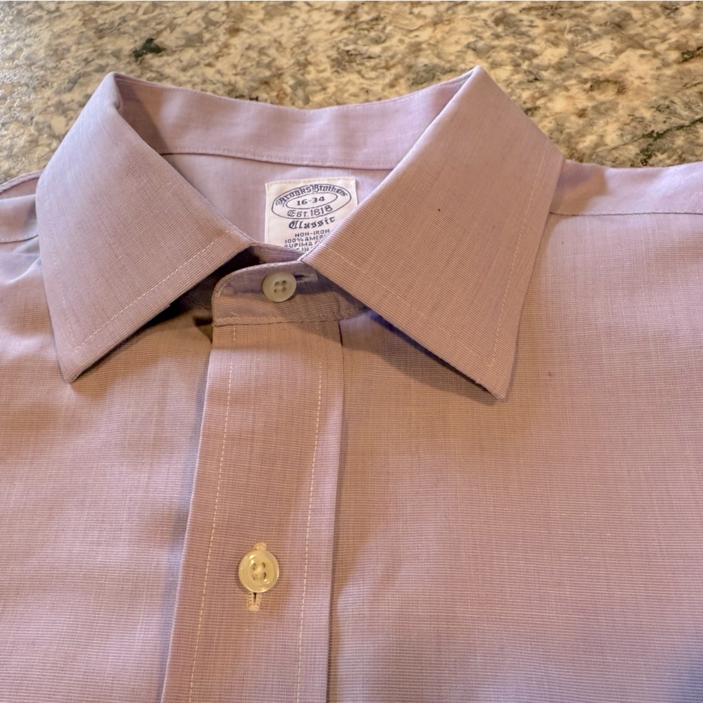 Brooks Brothers purple dress shirt mens 16-34 French Cuffs Supima Cotton Easter